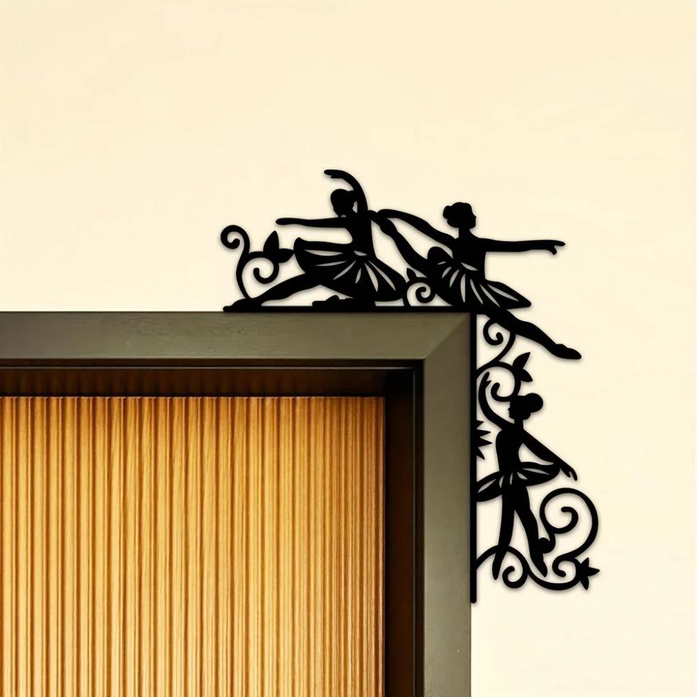 1pc Metal Ballerina Wall Sticker – Decorative Door Corner & Frame Art, Elegant Hanging Wall Art for Dance-Themed Decor