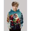 Sudadera con capucha navideña para niños Estampado de Papá Noel Sudadera de moda de dibujos animados para niño niña Ropa infantil para fiesta navideña