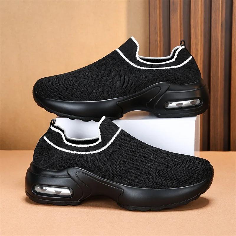 

Fashion Fashion Women s Tennis Sports Soft Soled Lazy Thick Soled Summer Breathable Casual Mesh Vulcanized Shoes Zapatillas De Deporte 35 чёрный