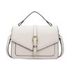 Fashion Luxury PU Leather Women's Square Crossbody Bag Top Handle Mini Satchel Flap Handbag Contrast Color Trendy Shoulder Bag