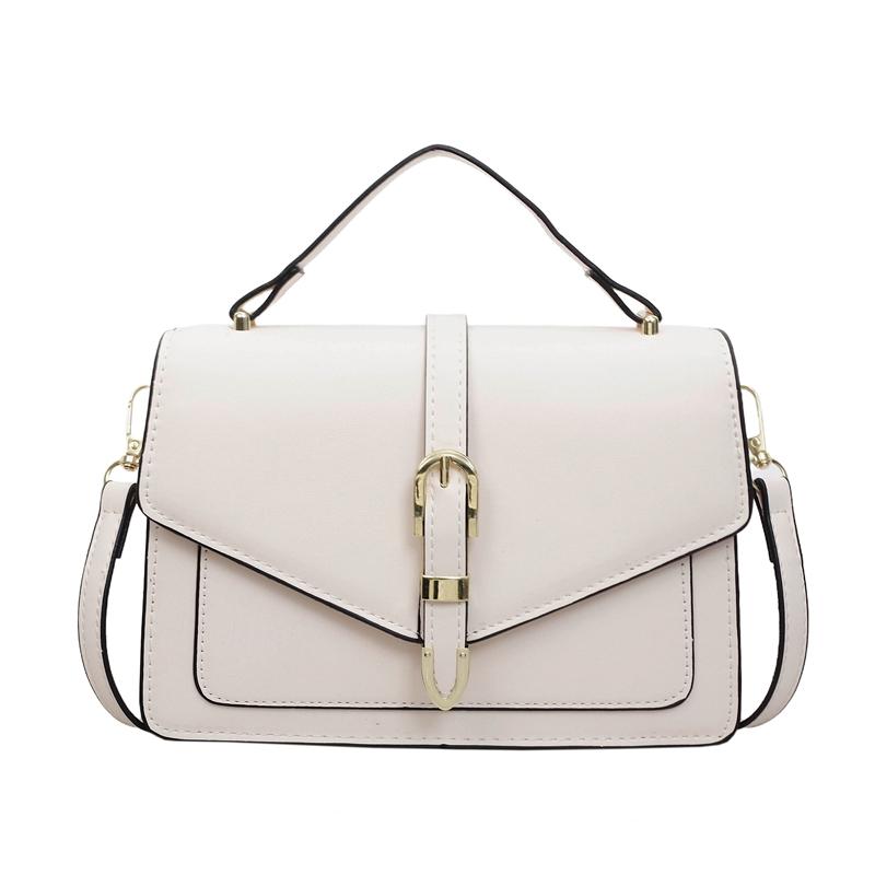 Fashion Luxury PU Leather Women's Square Crossbody Bag Top Handle Mini Satchel Flap Handbag Contrast Color Trendy Shoulder Bag