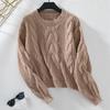Vintage O Neck Loose Long Sleeve Sweater Cardigan Top Solid Color Knitwear Autumn Winter