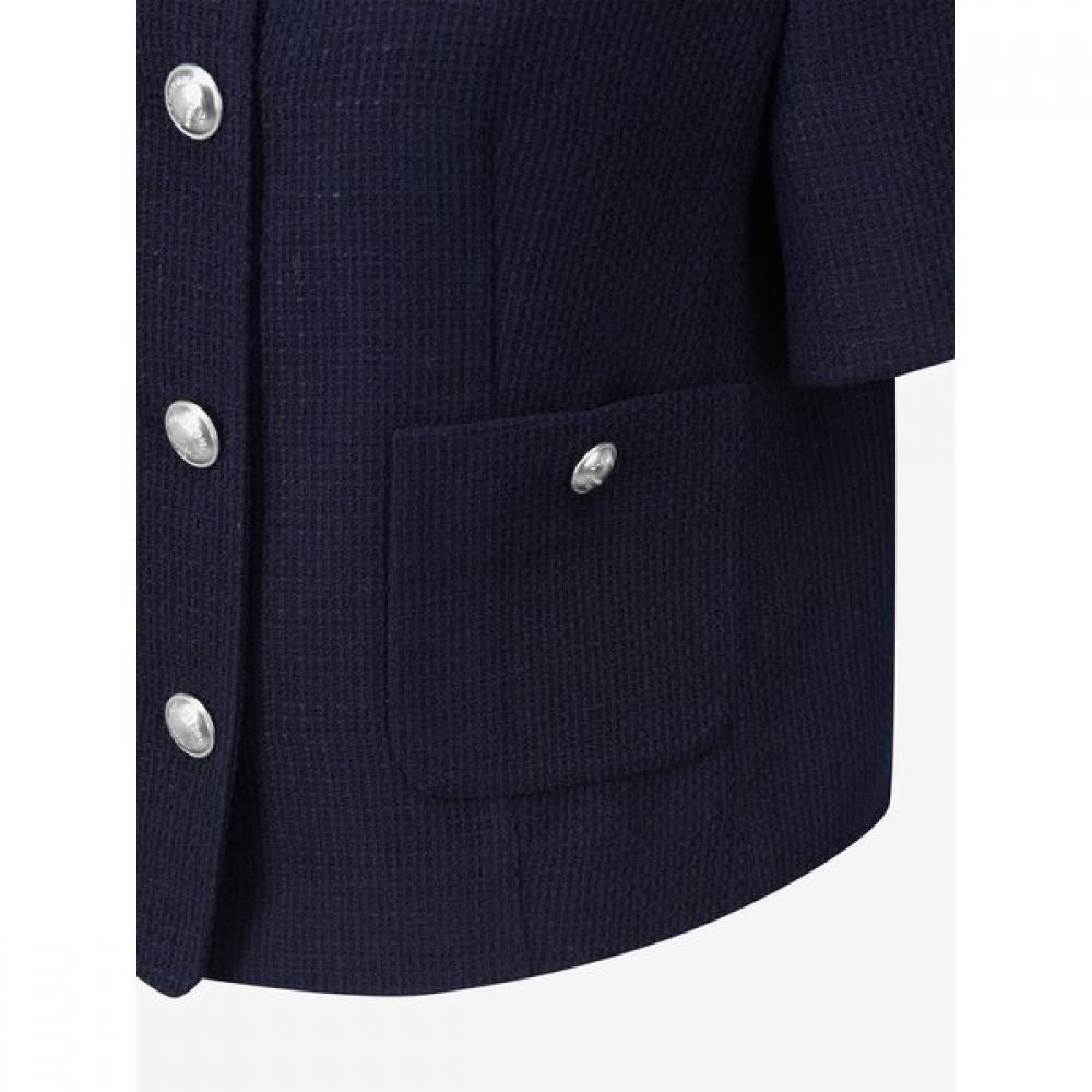 Cc Collect Half Sleeve Crop Tweed Jacket C252msf138