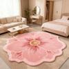 Pink Camellia Plush Carpet Soft Sofa Living Room Bedside Home Decorative Rug Fluffy Carpet for Living Space Decoration