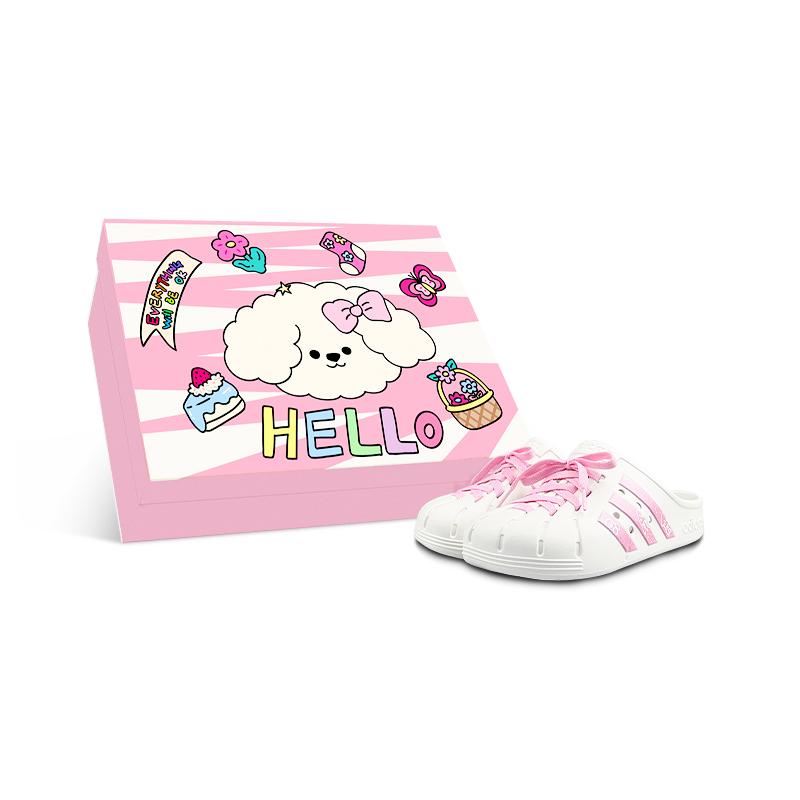 Adidas ADILETTE CLOGS Closed Toe Slippers Unisex White Pink JH9849(Team1311-adBOX) 37