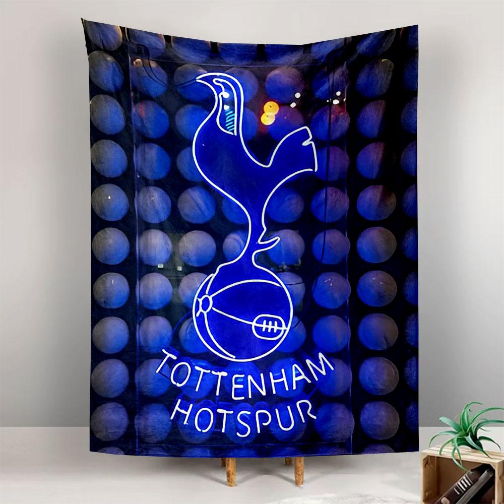 Tottenham Hotspur Neon Blue Cockerel Sign Wall Tapestry Spurs Football Club Fan Decor for Bar Man Cave Bedroom Gift