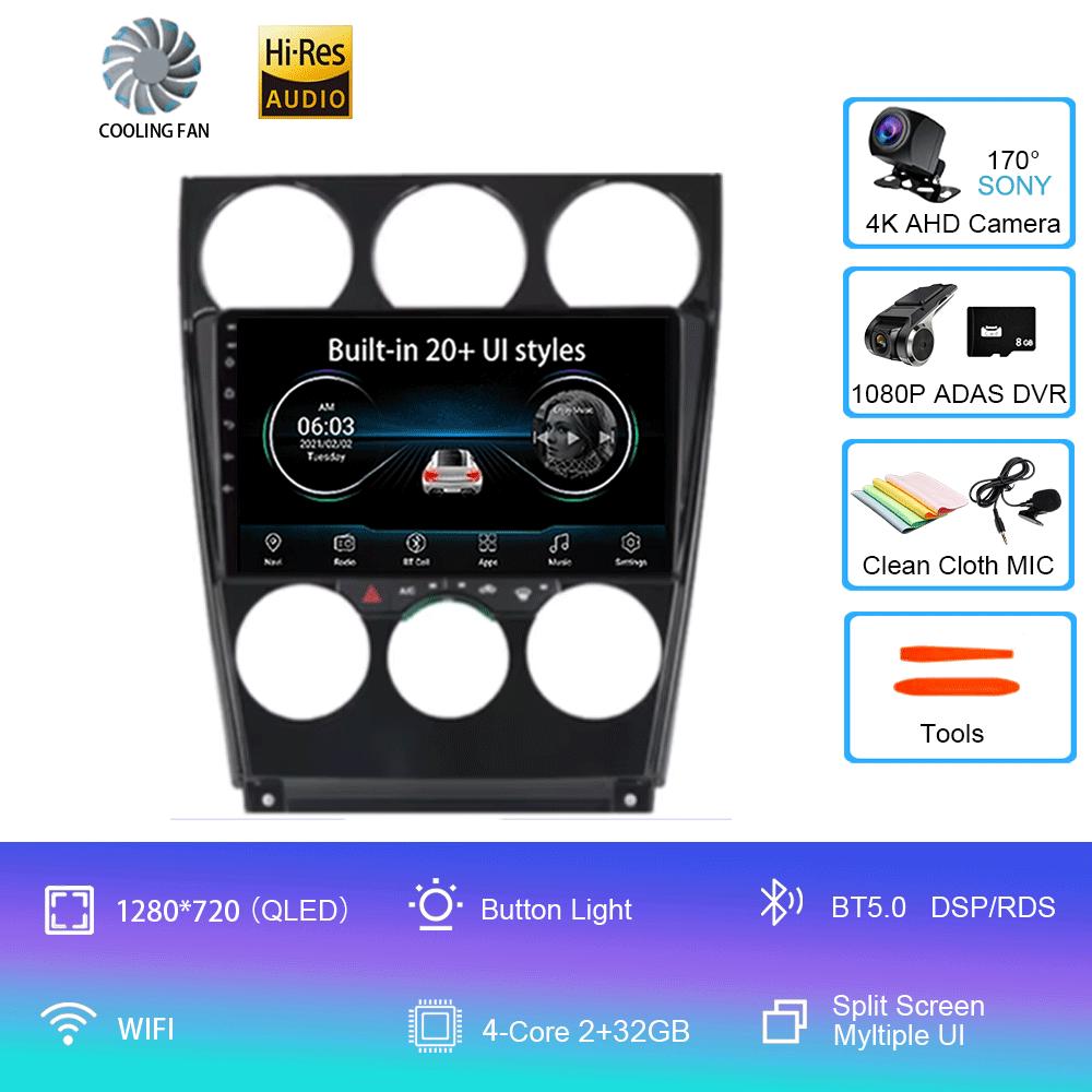 For Mazda 6 2002 2003 2004 2005 2006 2007 2008 Android 14 Car Player Navigation GPS Radio Multimedia Carplay 2Din 360 Camera RDS