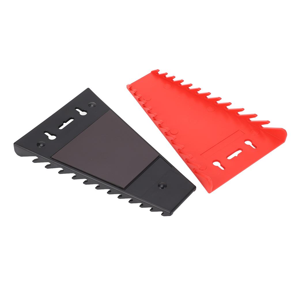 2 Stück Magnetischer Schraubenschlüssel-Organizer 24 Schlitze Beweglicher ABS Schraubenschlüsselhalter Rot Schwarz