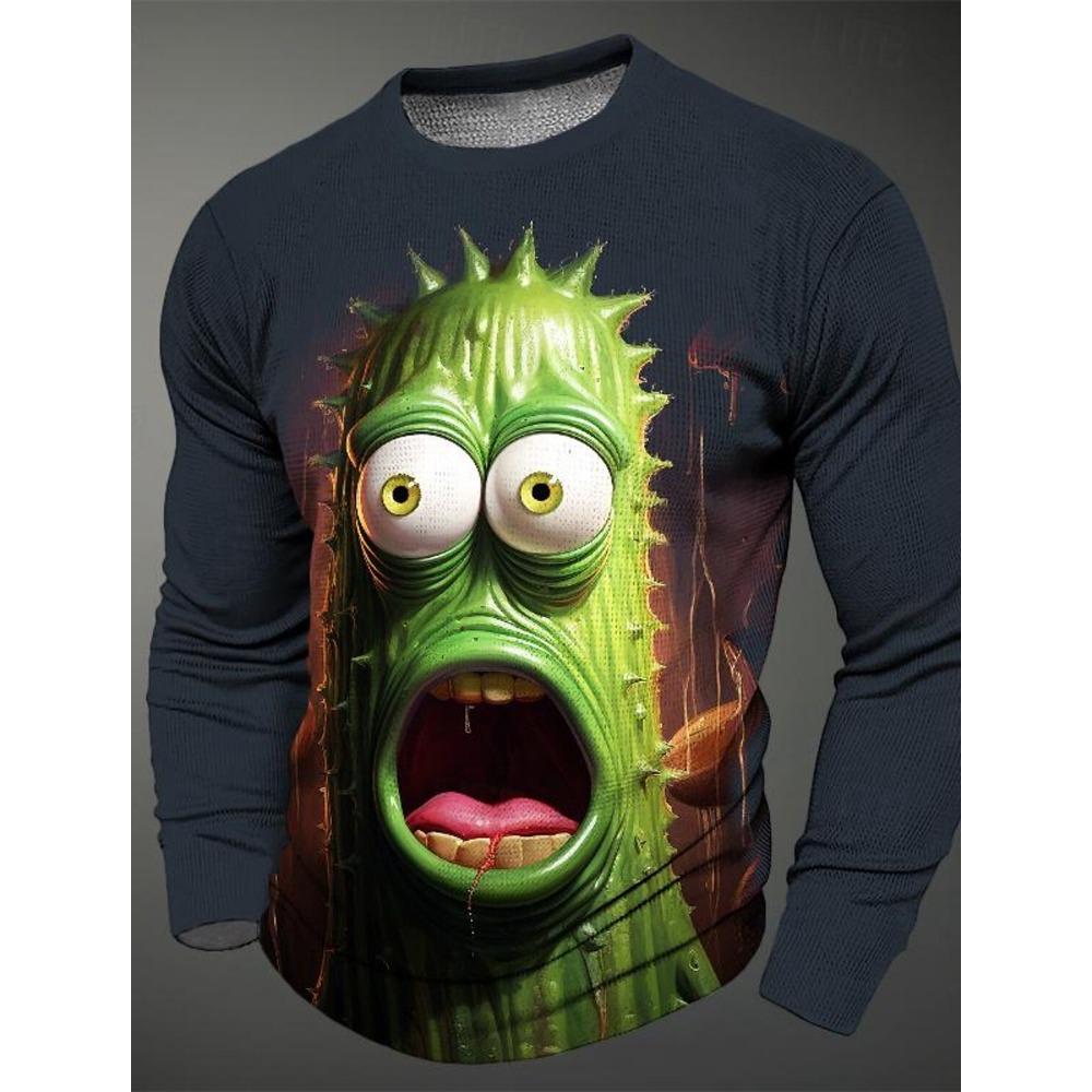 3D-gedrucktes Cartoon Gurke Bittermelone Muster Herbst Herren Rundhals Casual Langarm Übergroßer Pullover Mode Tops
