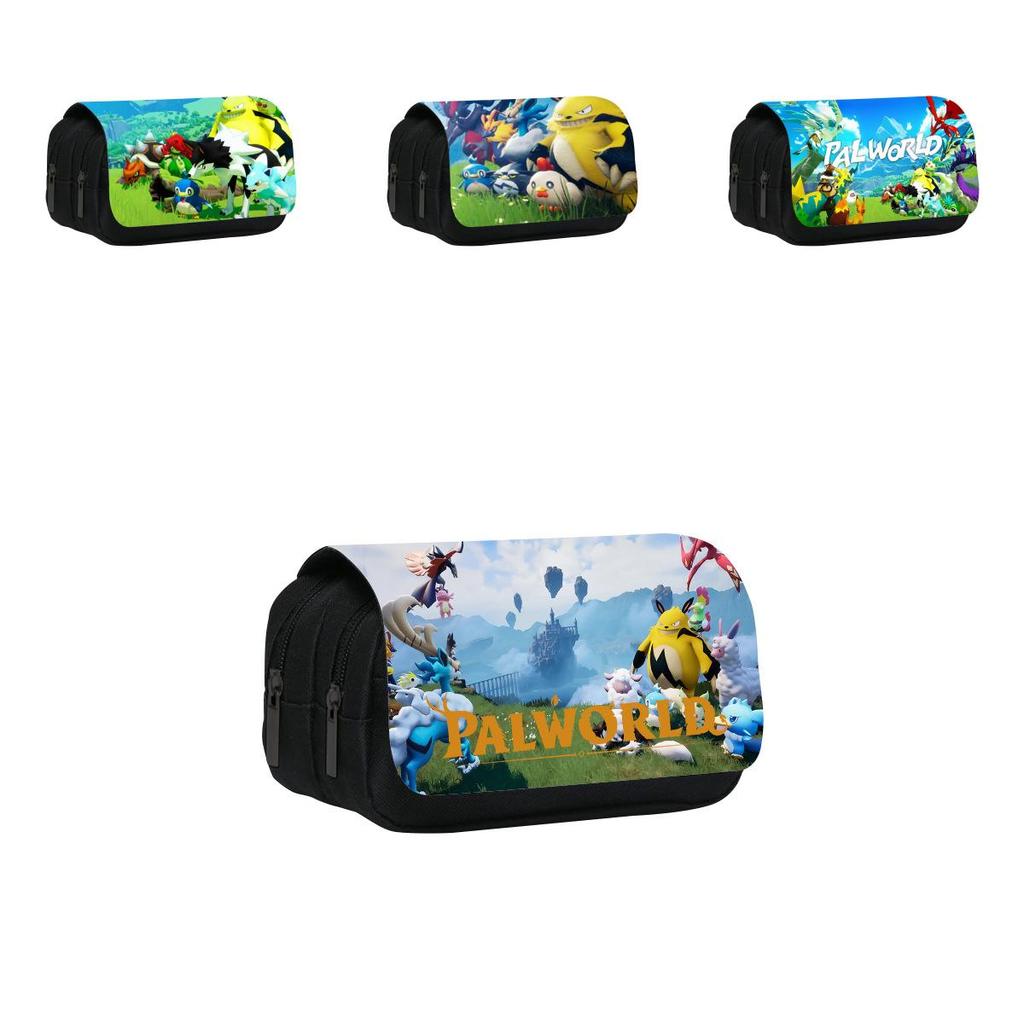 Palworld Mythical Creature Double Layer Nylon Pen Case For Students And School Supplies