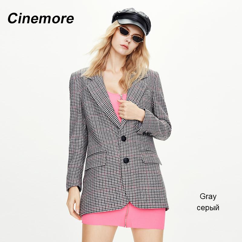 Cinemore 202 New Plaid Suit Women Jacket Thin British Retro Spring Autumn Button Fashion Lapel Jacket Women's Coat Top 82192