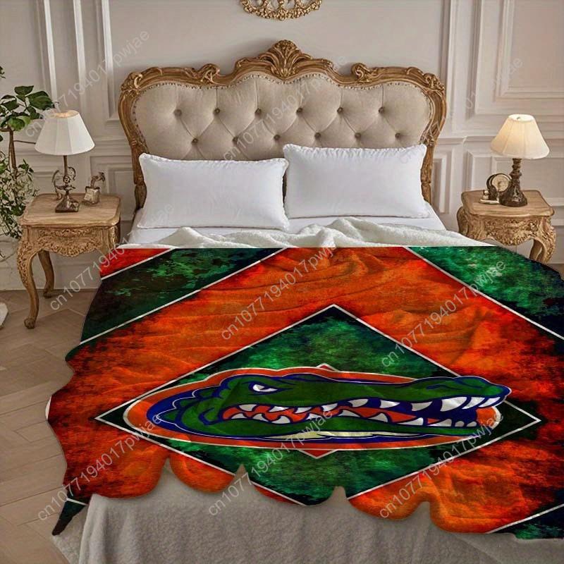 University of Florida Gators Logo Flannel Blanket - Soft 100% Polyester Fiber Suitable for All Seasons Custom blankets