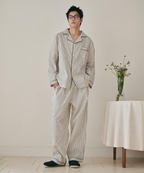 [OGGITT] Standard Bean Stripe Long Sleeve Pajama Set [Shipped from Korea] 100% Authentic