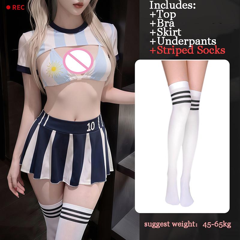 Sexy Cheerleading Football Baby Cosplay Sets Printed Bra Mini Skirt Women Uniform Couple Fantasy Soccer Uniform Role Play