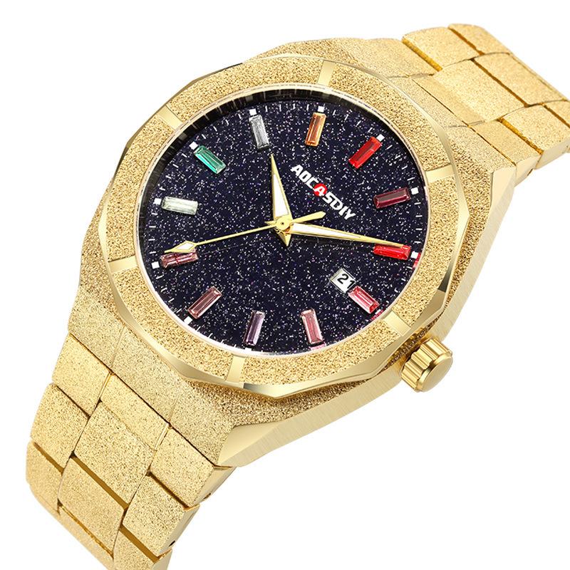 Full Diamond Luxury European and American Royal Oak Men's Watch True Luminous Waterproof