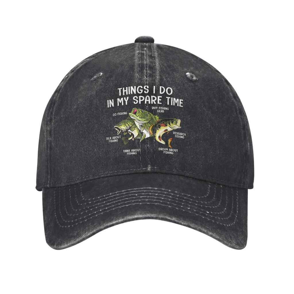 Vintage Things I Do In My Spare Time Go Fishing Baseball Caps Unisex Distressed Cotton Snapback Hat Outdoor All Seasons Hats Cap