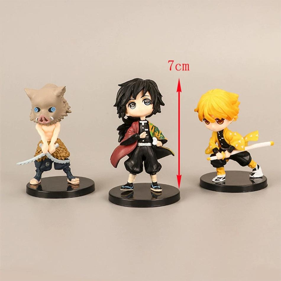 12pcs/set Anime Demon Slayer Kamado Nezuko Kamado Tanjuurou Battle Version Action Figure Collectible Models Toys 10cm