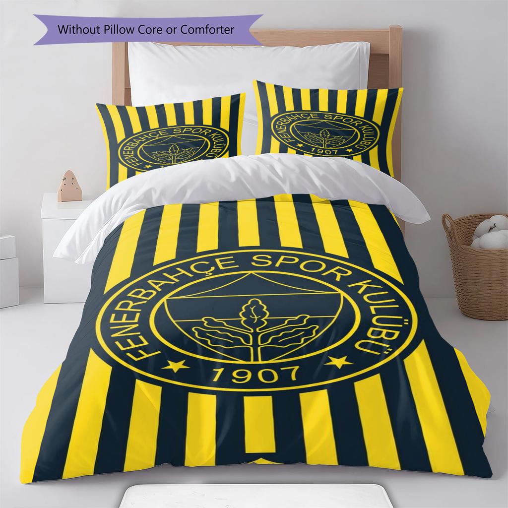 Fenerbahçe Logo Pattern Bedding Set Quilt Cover Pillowcase Home Decor Gift (1 * Duvet Cover + 2 * Pillowcase, Without Core)