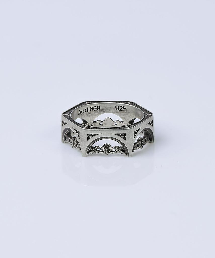 Address669 Structure Silver Ring #7
