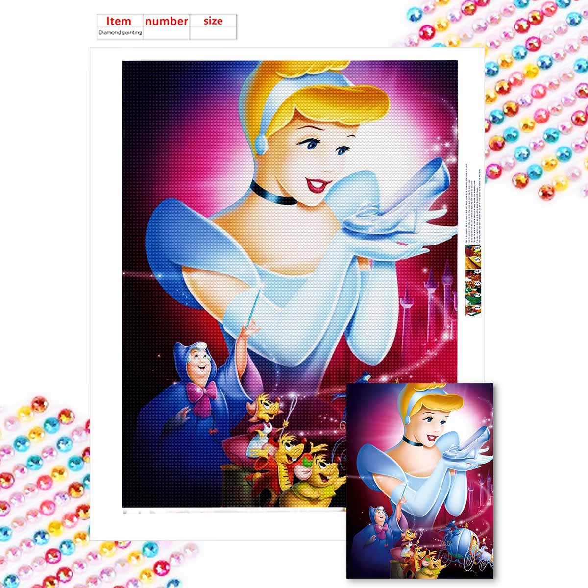 

DIY Diamond Painting Crystal Shoes and The Princess Cross Stitch Kit Mosaic Art Diamond Painting Full Circle Diamond Home Decoration Round 20x30cm