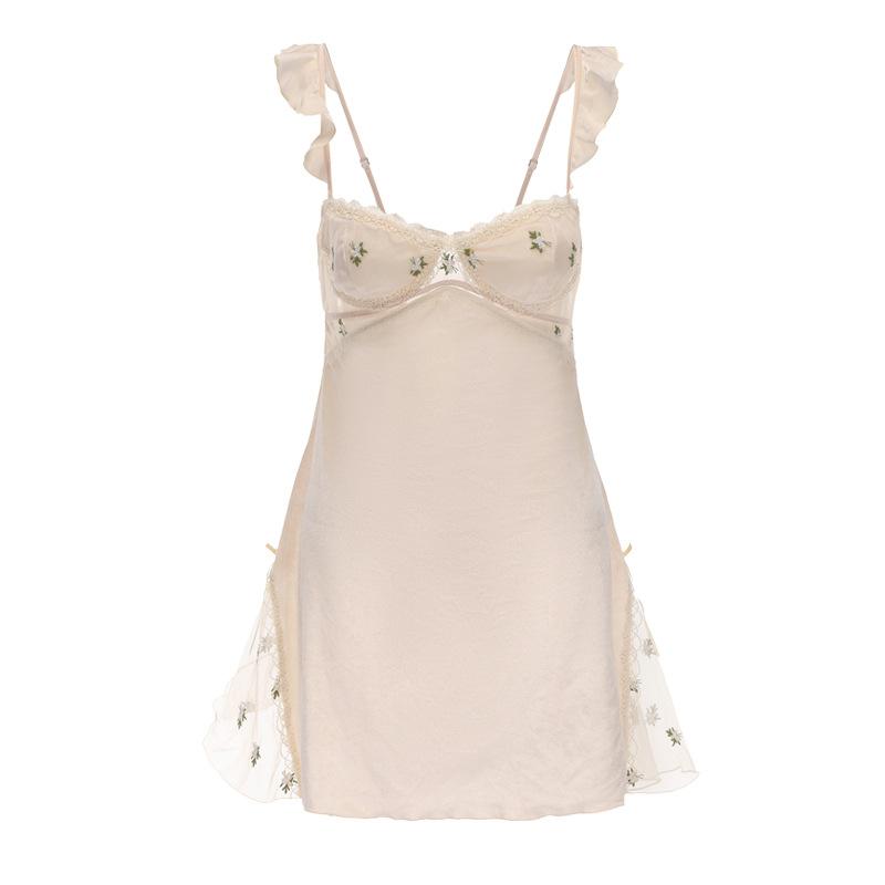 Women's Velvet Sheer Mesh Cami Sleep Dress with Robe for Fall Winter