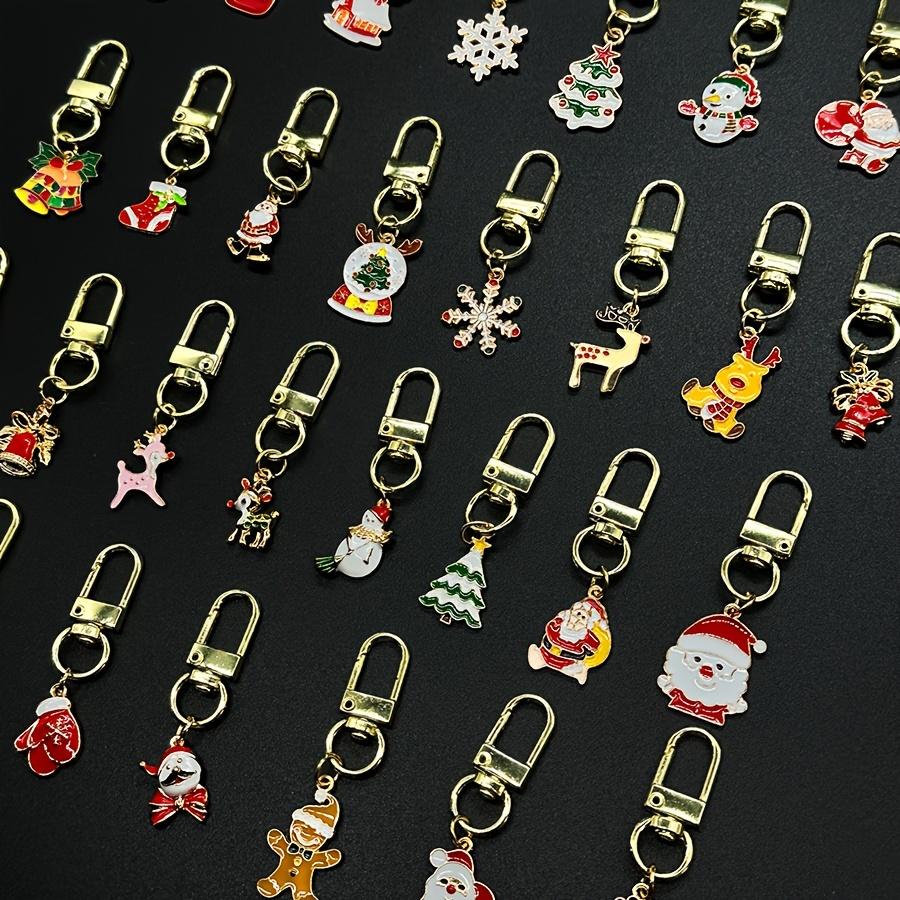 30pcs Christmas Series Keychain Cute Alloy Key Chain Ring Bag Backpack Charm Car Key Pendant Xmas Gift