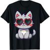Valentines Cat Kitten Wearing Sunglass Heart Cat Lover T-Shirt