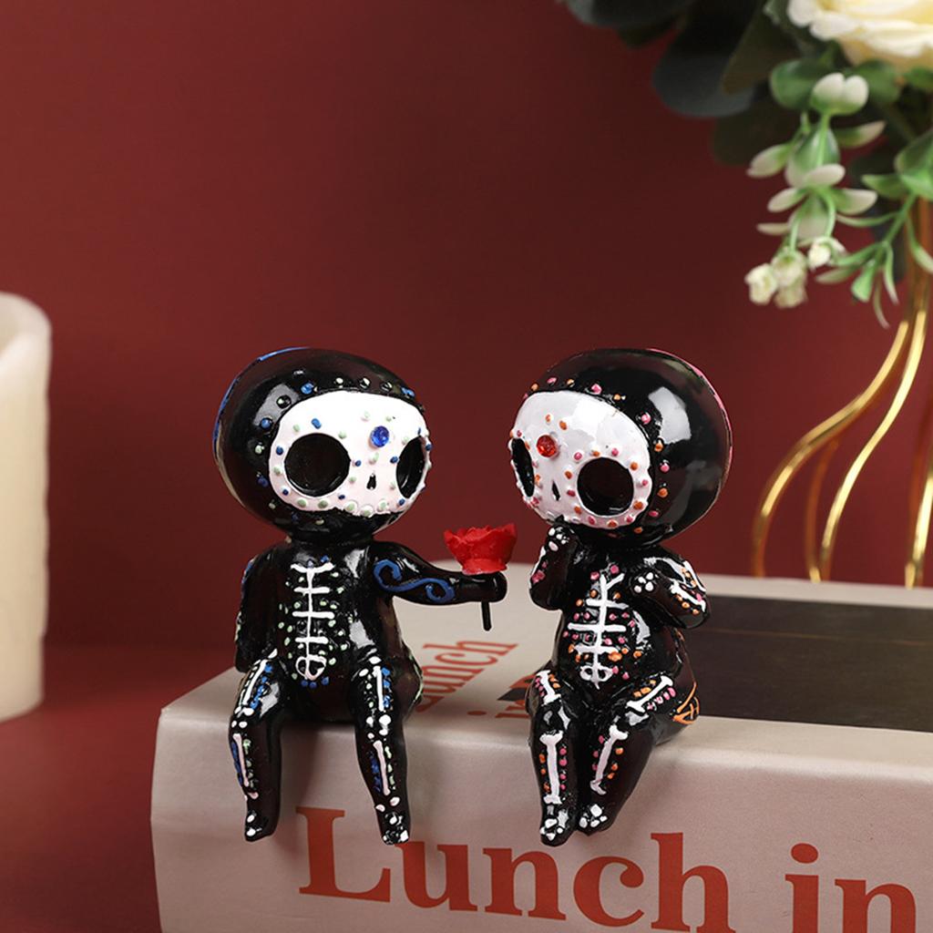 Painted Resin Crafts Easter Skull Couple Sculpture Ornaments