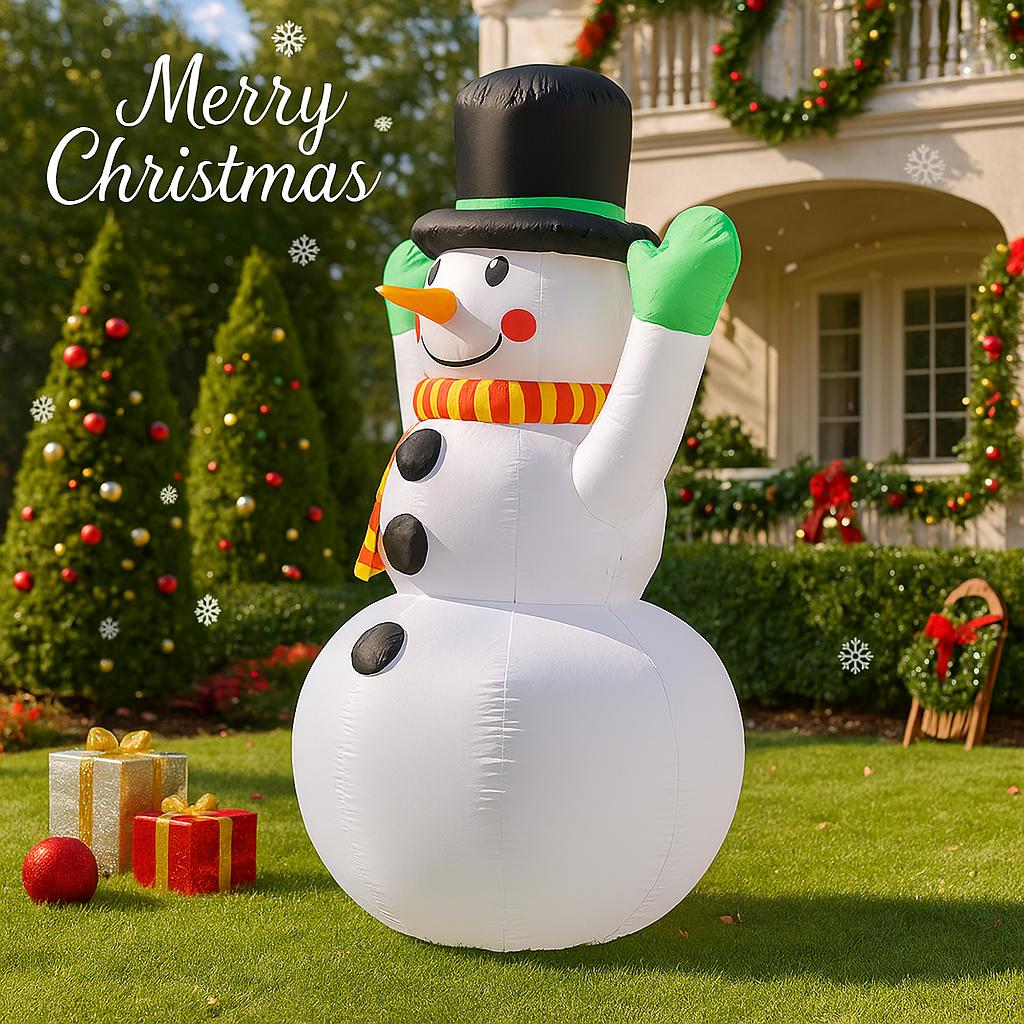 7.22FT Yard Party Decoration Inflatable Snowman Hat Scarf Toy LED Light Xmas Home Supplies Ornaments Christmas Holiday Gifts