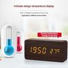Wooden Square LED Smart Alarm Clocks for Bedrooms Digital Bedside Clock with Temperature Voice Control Desktop Clock