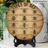 2D Flat, 1pc Vintage Bee Species Chart Aluminum Wall Sign - Round Beekeeper' Knowledge Plaque, Bee Lover Gift, Educational Bee Identification Chart