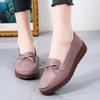 Leather Doudou Shoes Women's 2024 New Flat-bottomed Versatile Soft-soled Pregnant Women's Loafers Shallow Single Shoes Women's Mother Shoes