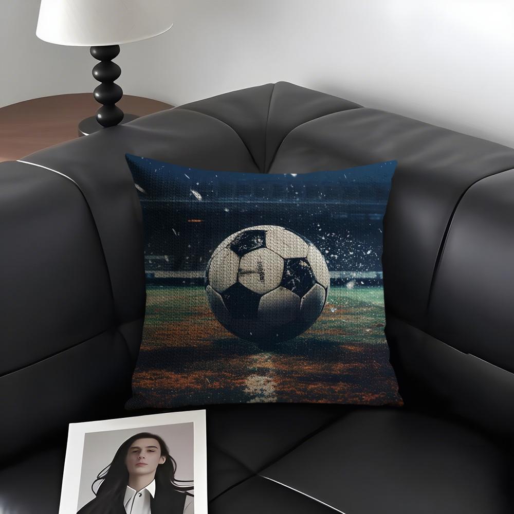 Football Sport Cushion Cover Natural Linen Organic Fabric DoubleSided Printing Sofa Home Decor Gift Pillow Case