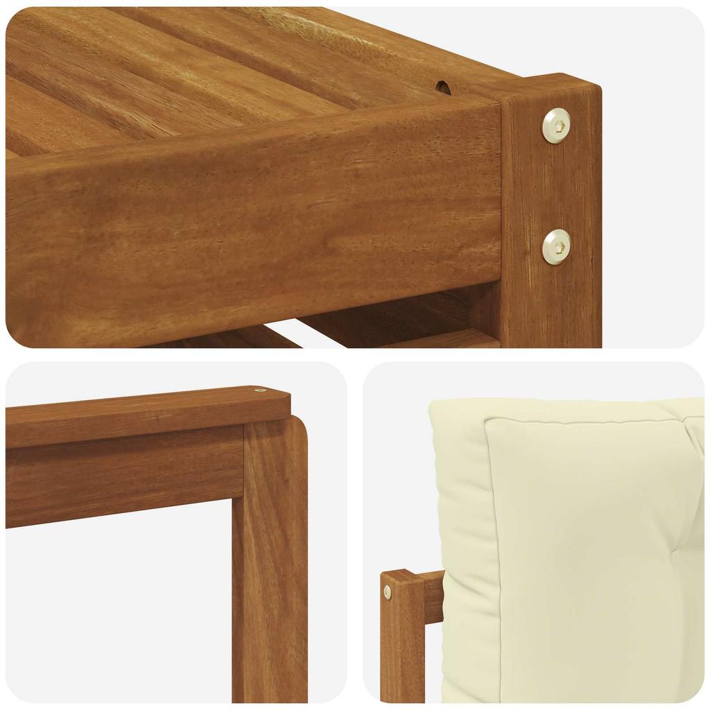 Outdoor Sofa Set 9 Pcs Natural and Cream Solid Acacia Wood