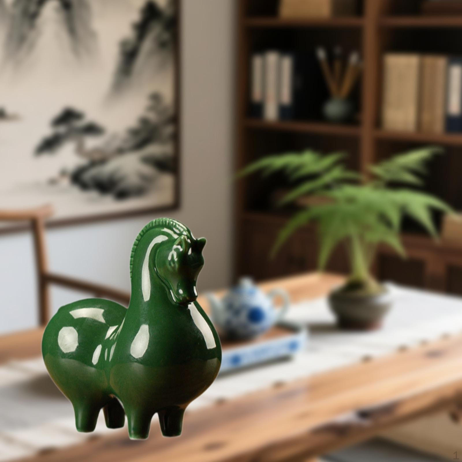 Милая фигурка лошади династии Тан Зеленая статуэтка лошади Коллекционное произведение искусства Ручная работа Керамический декор Китайский для