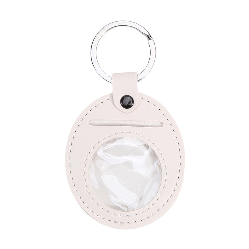 1Pc PU Leather Keychain Coin Holder Double Side Coin Display Case Medallion Sobriety Coin Recovery Chip Airtag Challenge Coin
