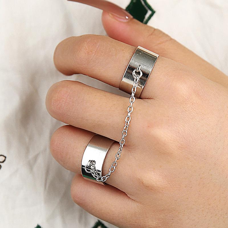

Partner Chain Two-finger One-piece Ring Creative Ins Feeling Open Ring Ring one size(US size 6-13) срібний