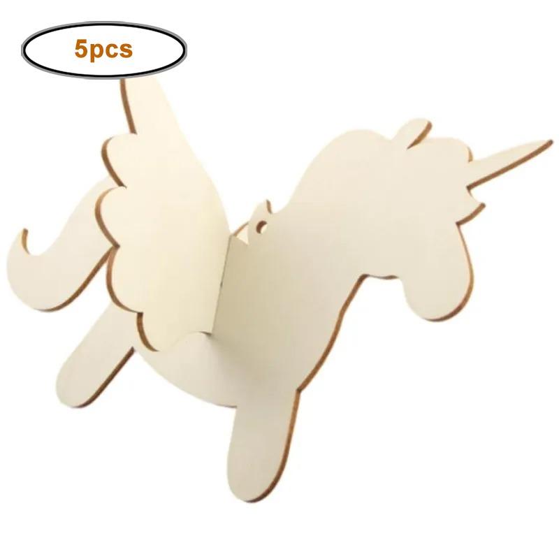 

5pcs/lot Unfinished Wooden Unicorn Cutout Blank Wooden Hanging Ornaments with Twine or DIY Art Craft Prject Home Decoration