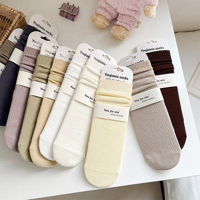 Women's Spring and Summer All Kinds of Commuter Pure Color Sweat Absorbing Breathable Not Smelly Foot Tube Cotton Socks