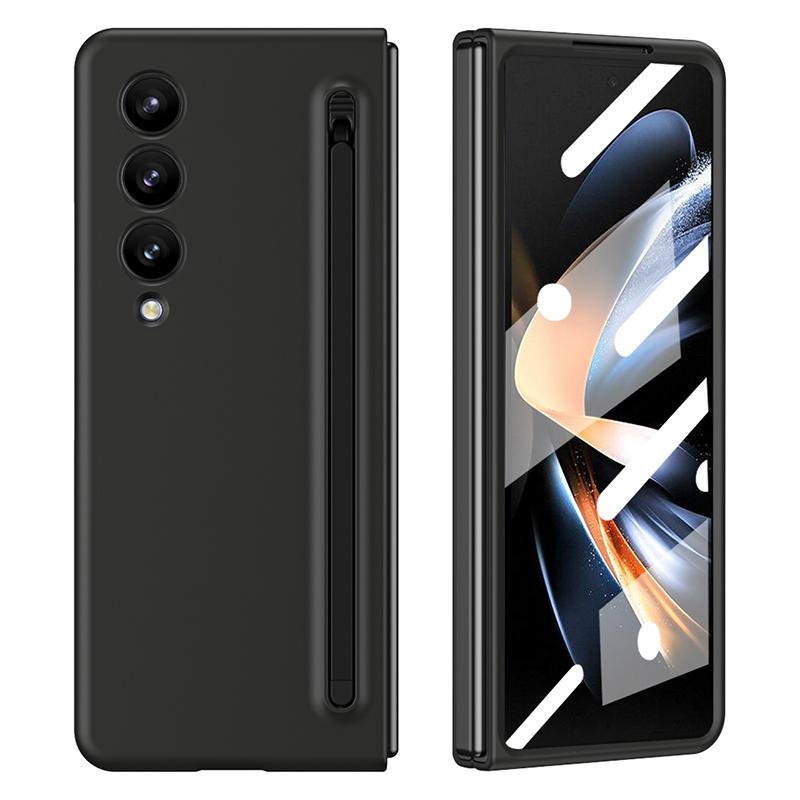 For Samsung Galaxy Z Fold4 5G Case Anti-Drop PC Phone Cover with Stylus/Tempered Glass Film