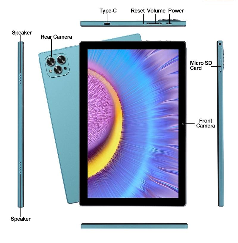 Yeni 10.1 İnç Mtk6765 Sekiz Çekirdek 8GB RAM 256GB ROM 4G/5G LTE 2.5D Dokunmatik Ekran Android 12 Tablet PC