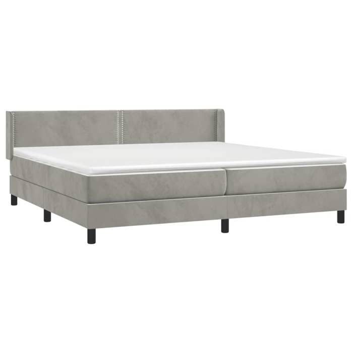 3130919 vidaXL Divan-lit Et Matelas Gris Clair 200x200cm Velours
