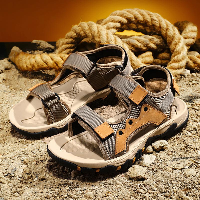 39-47 Men's Sandals Lightweight Casual Leather Shoes Large Size Sandals Camel Sandals for Men