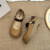 Mary Jane Love Thick Heel Small Leather Shoes Women's 2025 Spring New British Style Retro Platform French Round Head Single Shoes