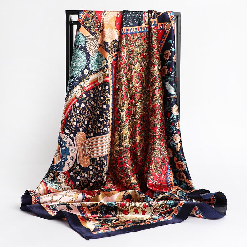 Women Silk Square Scarf Lady Bandana Head Wrap Shawl Satin Foulard Female Large Hijab Neckerchief Scarves Pashmina 2021 Headband