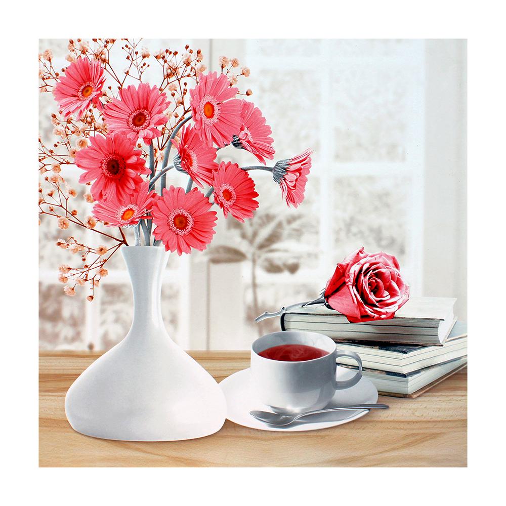 Vase Rosa Blumen Poster Blumendruck Dekorative Leinwandmalerei Schlafzimmer Wohnzimmer Rahmenlose Wandkunst