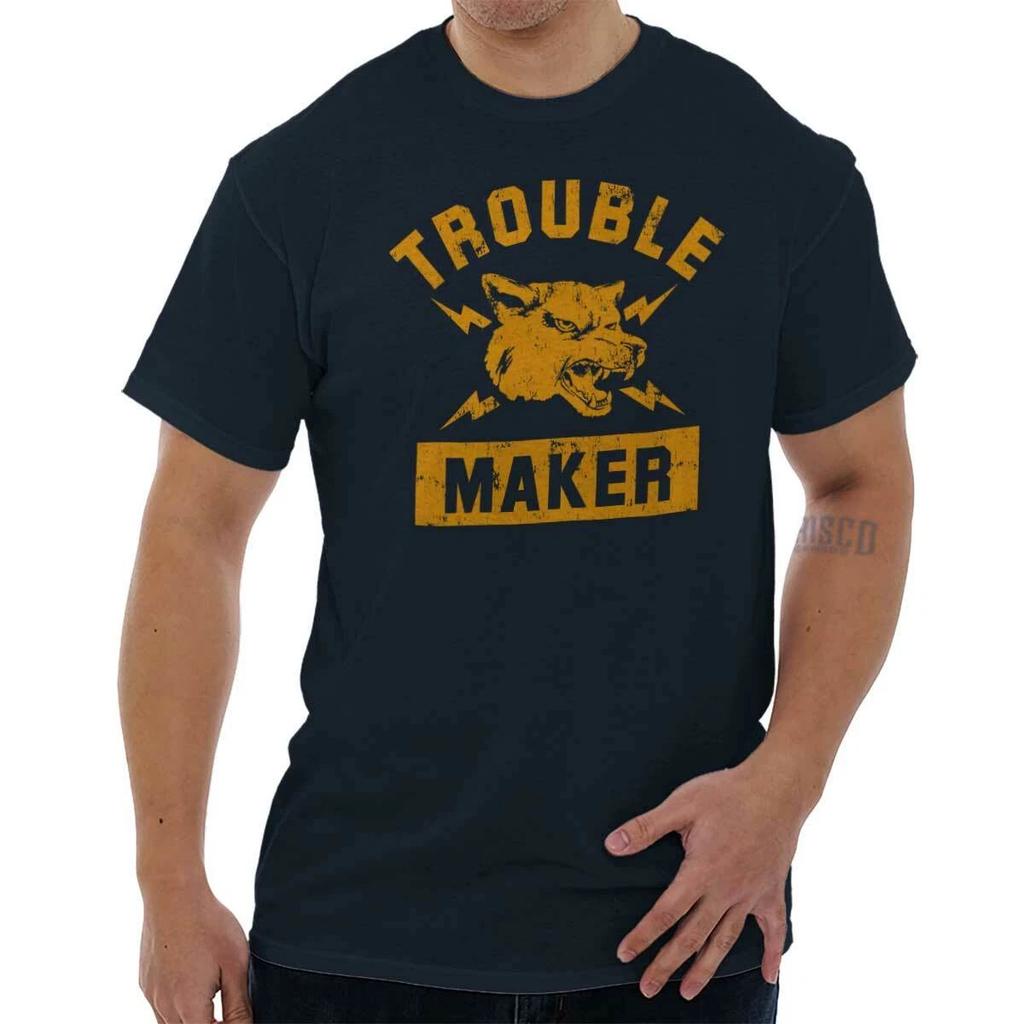 Funny Troublemaker Attitude Rebel Wolf Pack Womens or Mens Crewneck T Shirt Tee