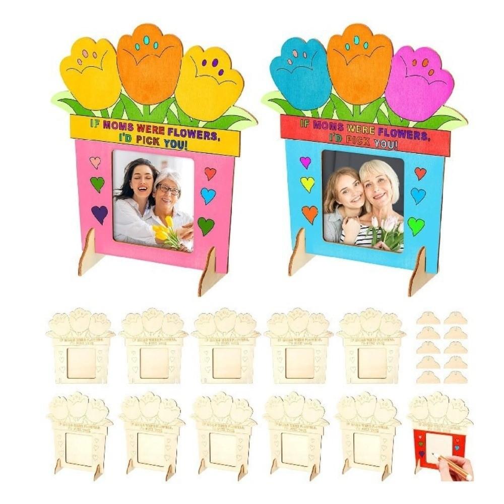 Flower Wooden Picture Frame Handmade Art Mother's Day Frame Photo Display Rack  Mother's Day Gift