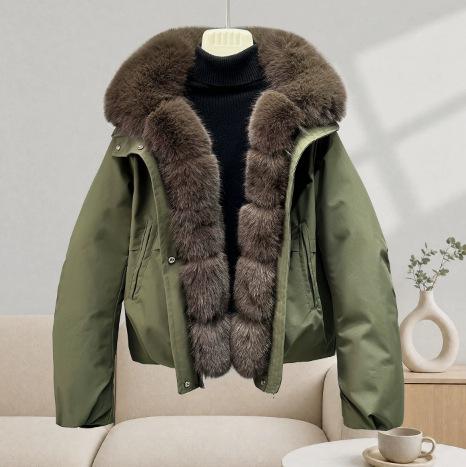 Hot-selling short cotton clothes winter new imitation fox fur down cotton-padded clothes women's loose pie overcome outside