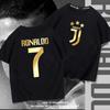 Juventus Ronaldo No. 7 Short-sleeved T-shirt Men's and Women's Summer Youth Football Sports Pure Cotton Loose Half-sleeved Top